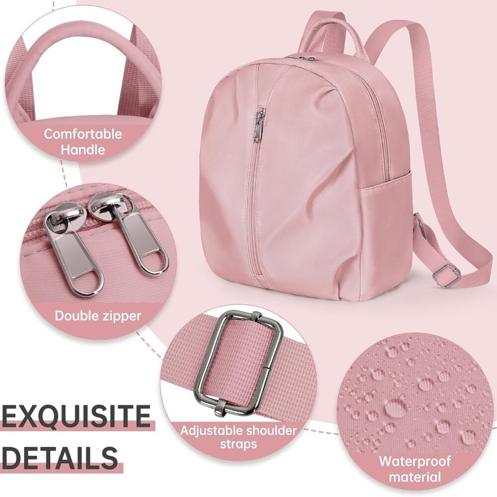 Adjustable Strap Pink Mini Backpack - Lightweight… - image 4